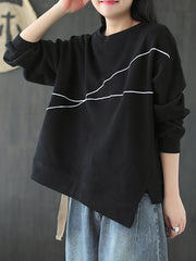Women Retro Loose Pullover Sweatshirt