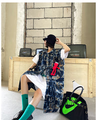 Women Lapel Tie Dye Printed Casual Vest