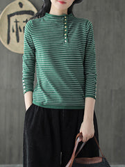 Retro Striped Stand Collar Sweatshirt