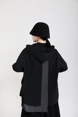 Split-Joint Cropped Hooded Coat