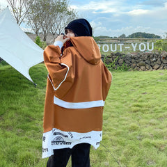 Loose Hooded Fake Two Outwear