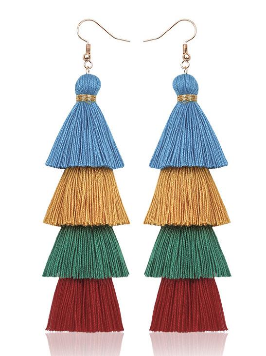 Pinecone Colorful Tasseled Bohemia Earrings