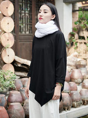 Cropped Round-neck Ramie Cotton T-shirt