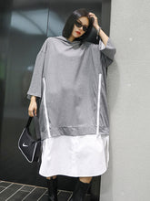 Women Color Block Hooded Long Midi Dress