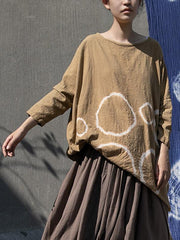 Loose Tie-Dyed Long-Sleeve Round Neck T-Shirt