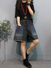 Loose Wide-Leg Pocket Split-Joint Jean Shorts