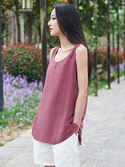 Cotton A-line Sleeveless T-shirt