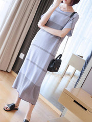 Loose Ice Silk Knitting Short Sleeve Dress