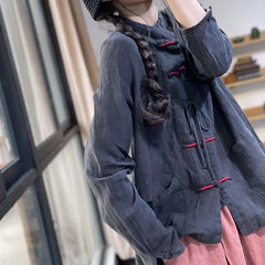Simple Disc Buckle Lace-Up Shirt