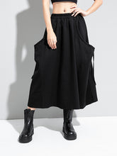 Solid Color Elastic Waist Skirt