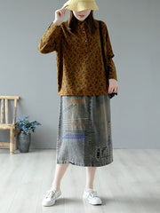 Retro Floral Loose Long Sleeves Shirts