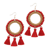 Bohemian Rattan Tassel Earrings