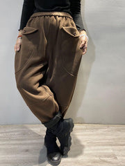 Casual Plain Color Warm Casual Pants