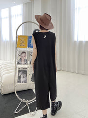 Round Neck Letter Printed Vest Maxi Dress