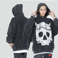 Skull Print Oversize Loose Hoodie