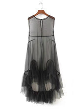 Original Split-Joint See-Through Solid Gauze Dress