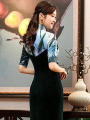 Floral Velvet Improved Long Cheongsams