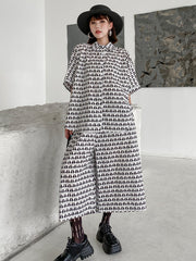 Urban Cat Stamped Batwing Sleeves Blouse&Wide Leg Pants Two Pieces Set