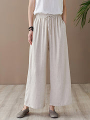 Casual Solid Column Capri-Pants Bottoms