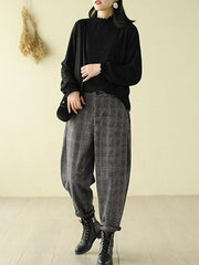 Lace Stand Collar Velvet Long Sleeve T-Shirt