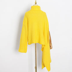 Ladies Pullover High Neck Simple Loose Casual Sweater