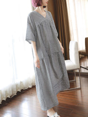 Original Black&White Plaid V-Neck Dress