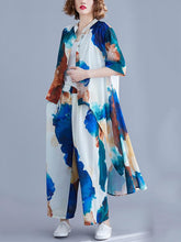 Printed Loose Cropped Hemline T-Shirt And Pants Suits