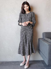 Cropped Floral Loose Plus Size Midi Dresses