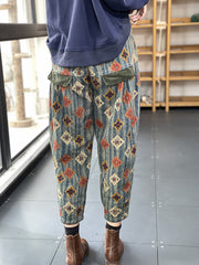 Vintage Print Double Pocket Cover Pants