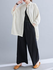 Solid Loose Plus Size Bat Sleeves Blouse