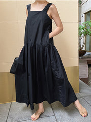 Women Over Knee Ruffle Doll Dress Casual Suspender Dress