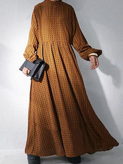 Printed Ruffled Pleated Maxi Dress