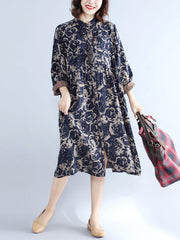 Loose Flower Printed Comfortable Midi Dress