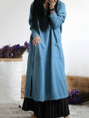 Casual Linen Cotton Manual strike Long Robe