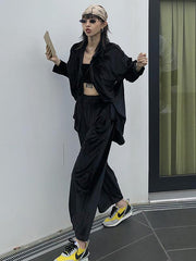Simple Solid Velvet Shirt&Pants Suits