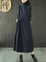 Women Loose Solid Color Casual Dress