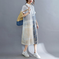 Simple Loose Plus Size Printed Blouse Dress