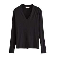Women Solid Color V-Neck All-Match Sweater