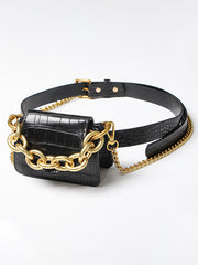Women Personality Chain Belt All Match Waist Bag