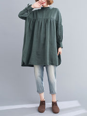 Back Lace Solid Color Slim Shirt