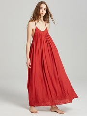 Inwrought Backless V Neck Maxi Dress