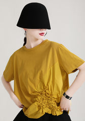 Women Irregular Pullover Loose Round Neck T-Shirt