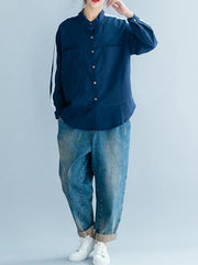 Loose Strip Cropped Shirt