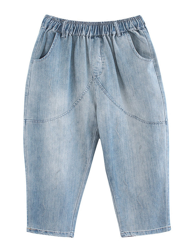 Fashion With Pocket Denim Capri-Pants