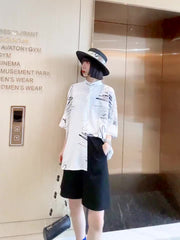 Loose Abstract Printed Irregular Stand-Collar Blouse