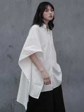 White Asymmetric Stand-collar Blouse