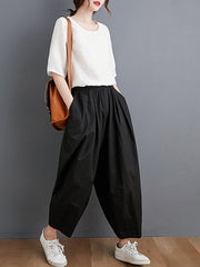 Casual Solid Capri-Pants Bottoms