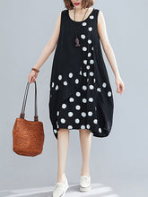 Irregular Print Pocket Stitching Loose Dress