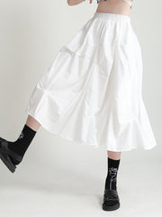 Retro Solid Color Irregular Pleated Casual Skirt