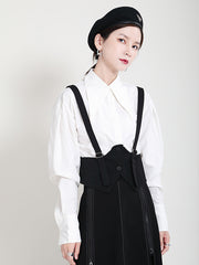 False Two Tight Waist Lapel Shirt Top